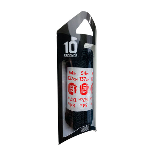 10 Seconds Athletic Flat Tubular Shoelace - Black Accessories - Shoe Laces - The Heel Shoe Fitters
