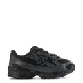 Toddler lace-up sneakers in black/gray mesh, with New Balance logo