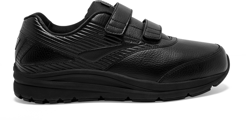 Side view Women's Brooks Footwear style name Addiction Walker V-Strap 2 Double Wide in color Black. Sku: 110320-4E072