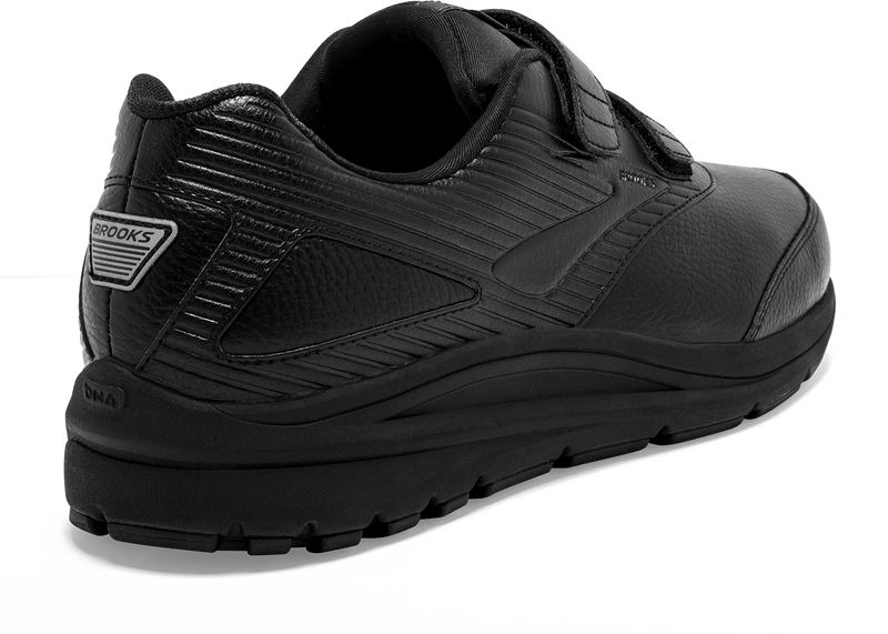 Back view Women's Brooks Footwear style name Addiction Walker V-Strap 2 Double Wide in color Black. Sku: 110320-4E072