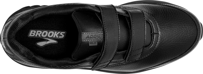Top down view Women's Brooks Footwear style name Addiction Walker V-Strap 2 Double Wide in color Black. Sku: 110320-4E072