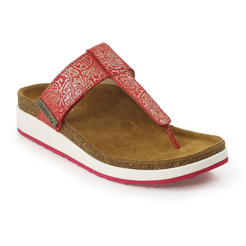 Aetrex Phoebe Sandal (Women) - Red Metallic Sandal - Thong - The Heel Shoe Fitters