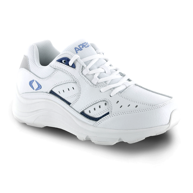 Apex Lace Walker V-Last Active Shoe (Women) - White/Periwinkle Athletic - Walking - The Heel Shoe Fitters