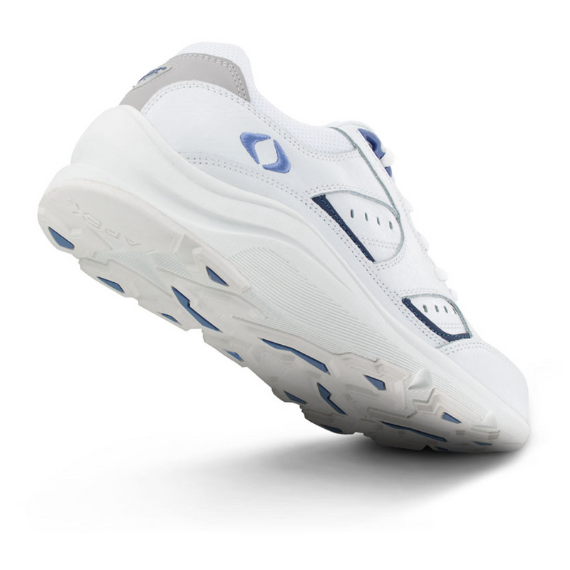 Apex Lace Walker V-Last Active Shoe (Women) - White/Periwinkle Athletic - Walking - The Heel Shoe Fitters