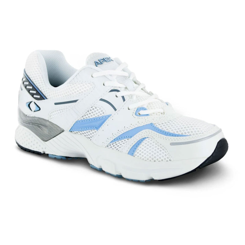 Apex X522 Boss Runner X-Last Active Shoe (Women) - White/Pale Blue Athletic - Walking - The Heel Shoe Fitters