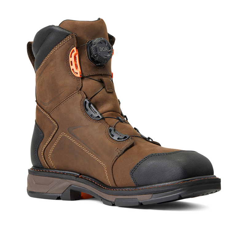 Ariat Workhog XT 8" BOA Waterproof Carbon Toe Western Work Boot (Men) - Chocolate Brown Boots - Work - 8" - Composite Toe - The Heel Shoe Fitters