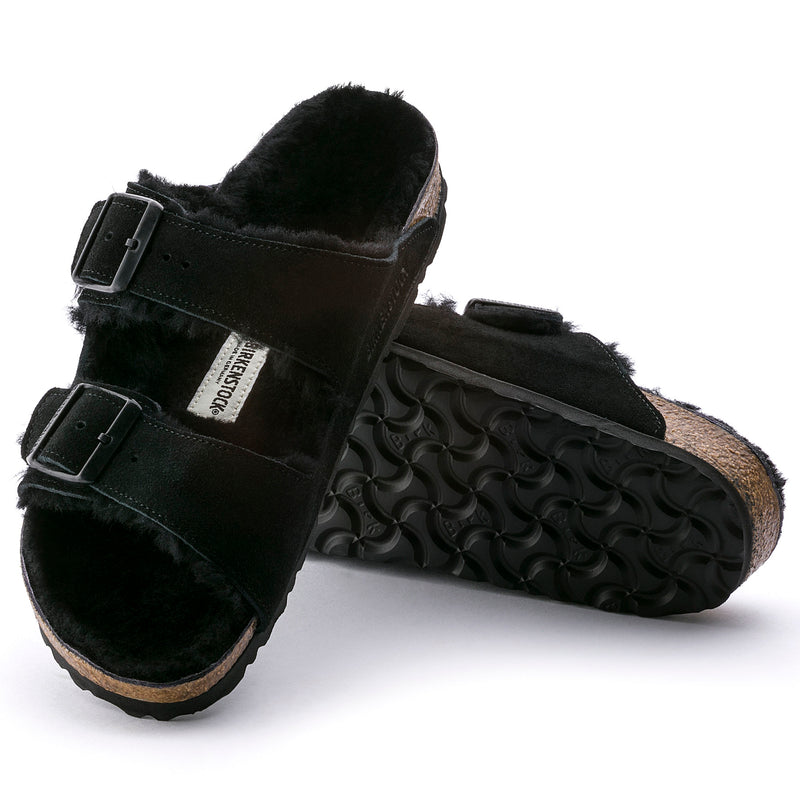 Arizona Black Shearling Suede Leather