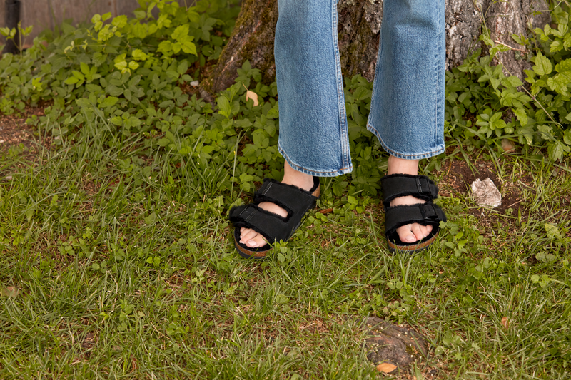 Arizona Black Shearling Suede Leather