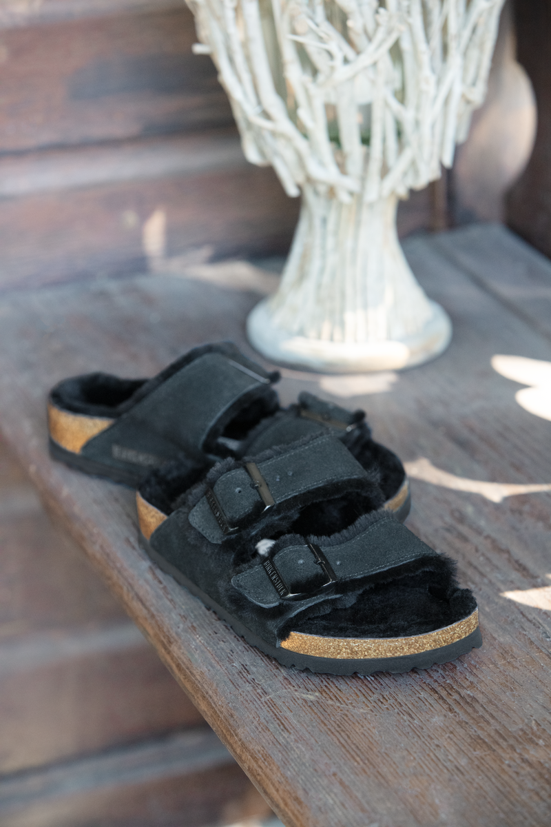 Arizona Black Shearling Suede Leather