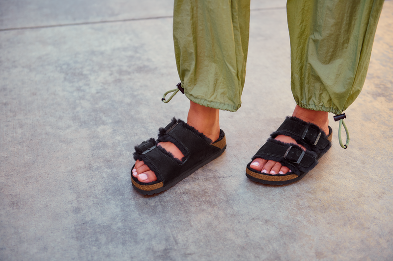 Arizona Black Shearling Suede Leather
