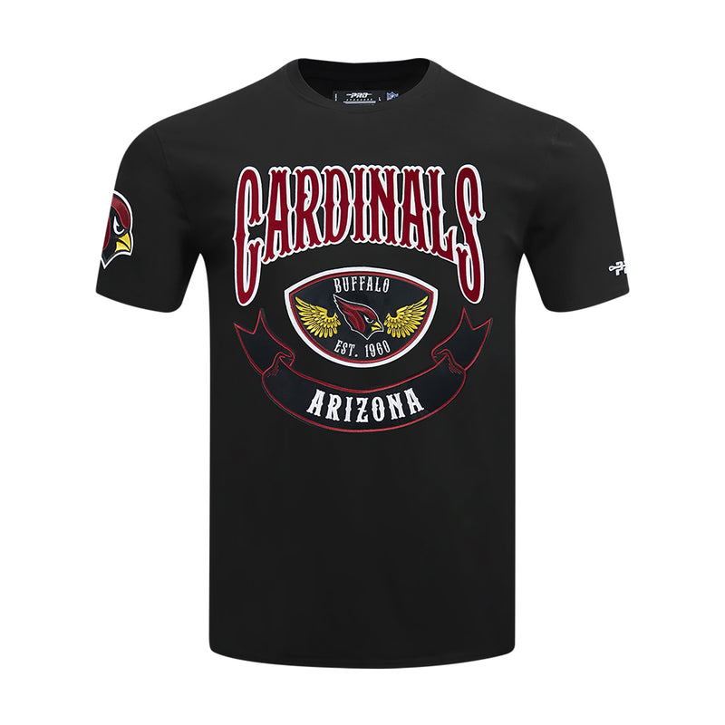 Men's black Arizona Cardinals graphic tee with Buffalo Arizona emblem on front