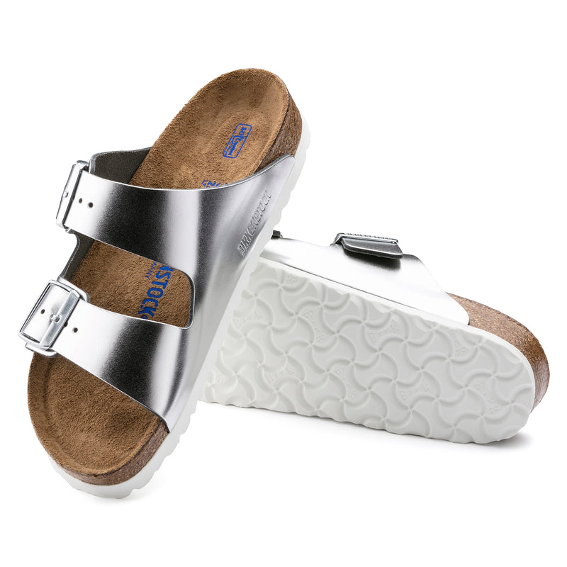 Arizona Soft Footbed Metallic Silver Leather