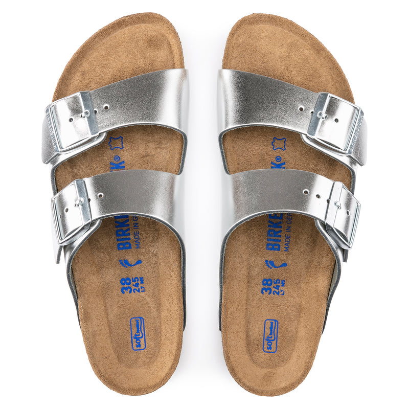 Arizona Soft Footbed Metallic Silver Leather