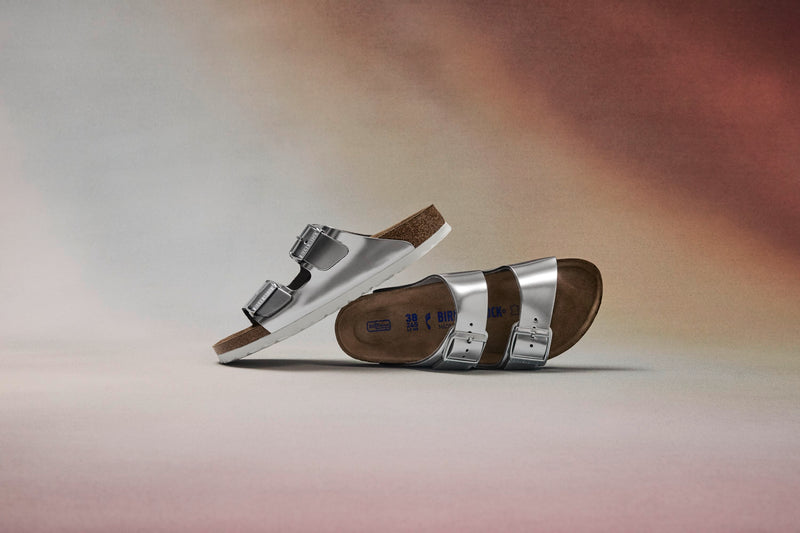 Arizona Soft Footbed Metallic Silver Leather