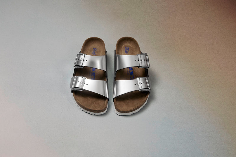 Arizona Soft Footbed Metallic Silver Leather