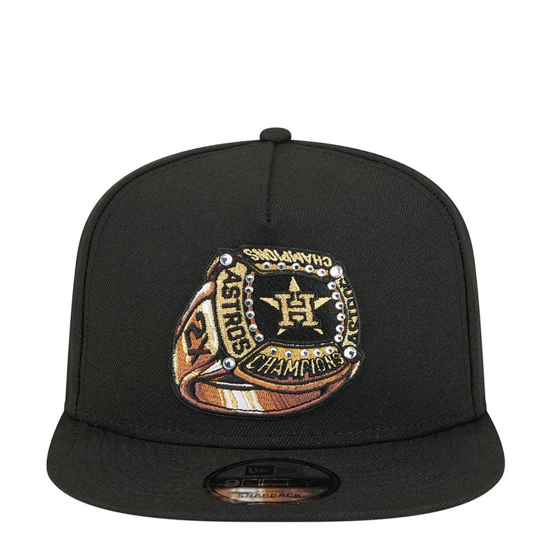 Astros black baseball cap with Champions ring patch and gold lettering