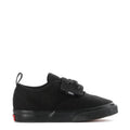 Toddler black low-top sneakers with lace-up closure and Vans side logo
