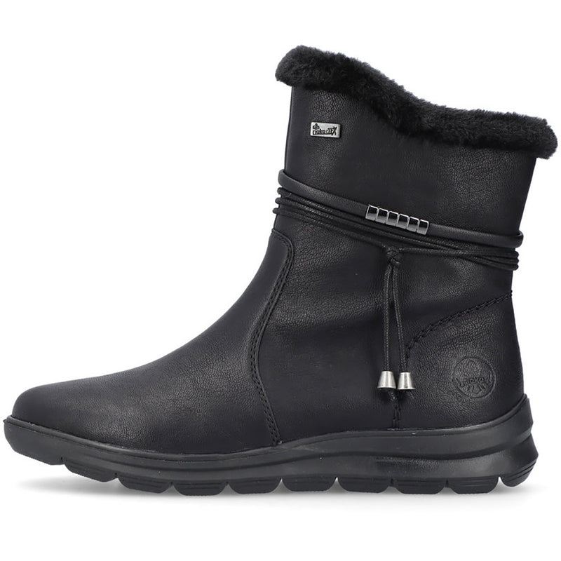 Women's Rieker Footwear style name Berta 70 in color Schwarz/ Nero/ Kuwait/ Rabbit. Sku: Z0070-00