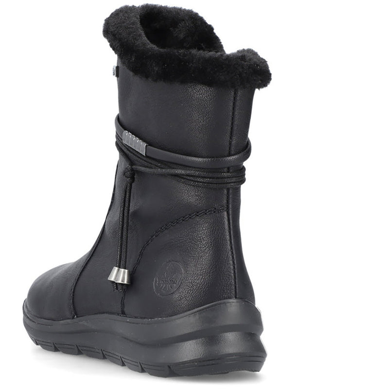 Women's Rieker Footwear style name Berta 70 in color Schwarz/ Nero/ Kuwait/ Rabbit. Sku: Z0070-00