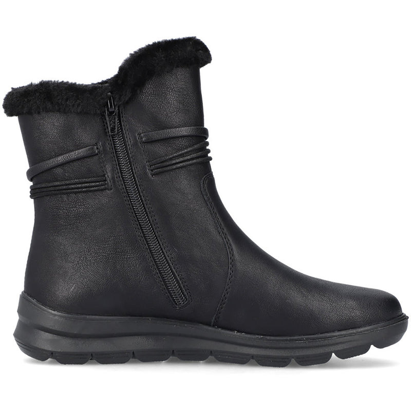 Women's Rieker Footwear style name Berta 70 in color Schwarz/ Nero/ Kuwait/ Rabbit. Sku: Z0070-00