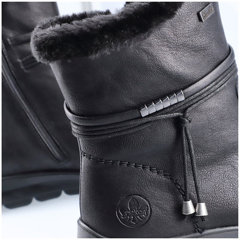 Women's Rieker Footwear style name Berta 70 in color Schwarz/ Nero/ Kuwait/ Rabbit. Sku: Z0070-00