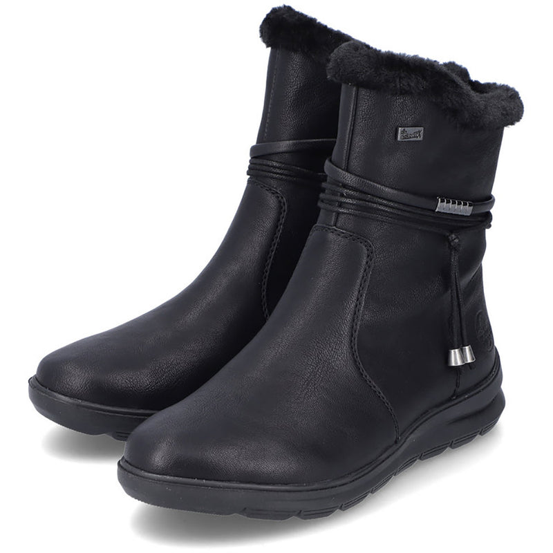 Women's Rieker Footwear style name Berta 70 in color Schwarz/ Nero/ Kuwait/ Rabbit. Sku: Z0070-00
