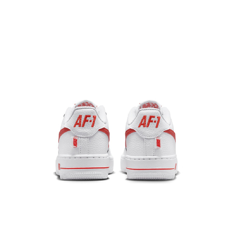 Big Kid's Nike Force 1 Low Js White/Picante Red-White (IR0270 102)