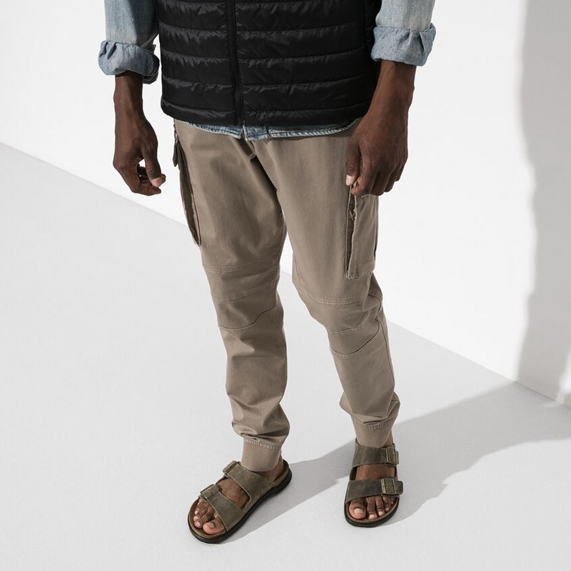 Birkenstock Arizona Crosstown Slide Sandal (Men) - Faded Khaki Oiled Leather Sandal - Slide - The Heel Shoe Fitters