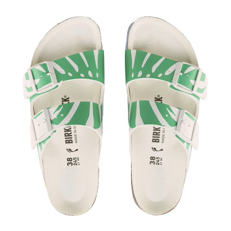 Birkenstock Arizona Slide Sandal (Women) - Monstera Bold Jade Birko-Flor Sandal - Slide - The Heel Shoe Fitters