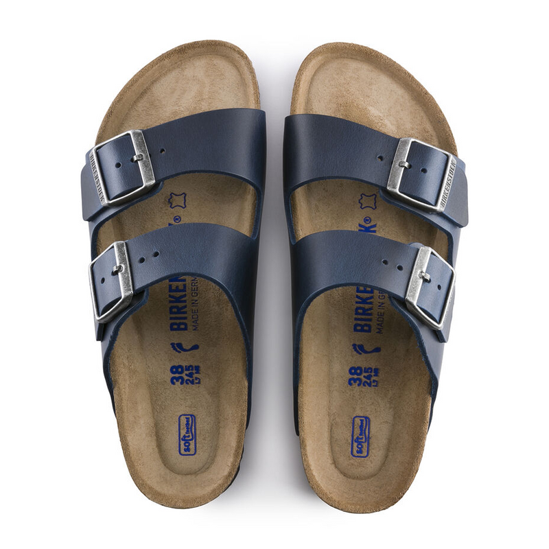 Birkenstock Arizona Soft Footbed Slide Sandal (Unisex) - Blue Oiled Leather Sandal - Slide - The Heel Shoe Fitters