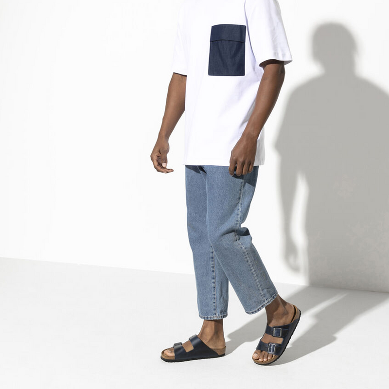Birkenstock Arizona Soft Footbed Slide Sandal (Unisex) - Blue Oiled Leather Sandal - Slide - The Heel Shoe Fitters
