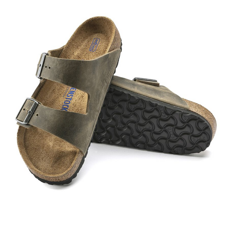 Birkenstock Arizona Soft Footbed Slide Sandal (Unisex) - Faded Khaki Oiled Leather Sandal - Slide - The Heel Shoe Fitters