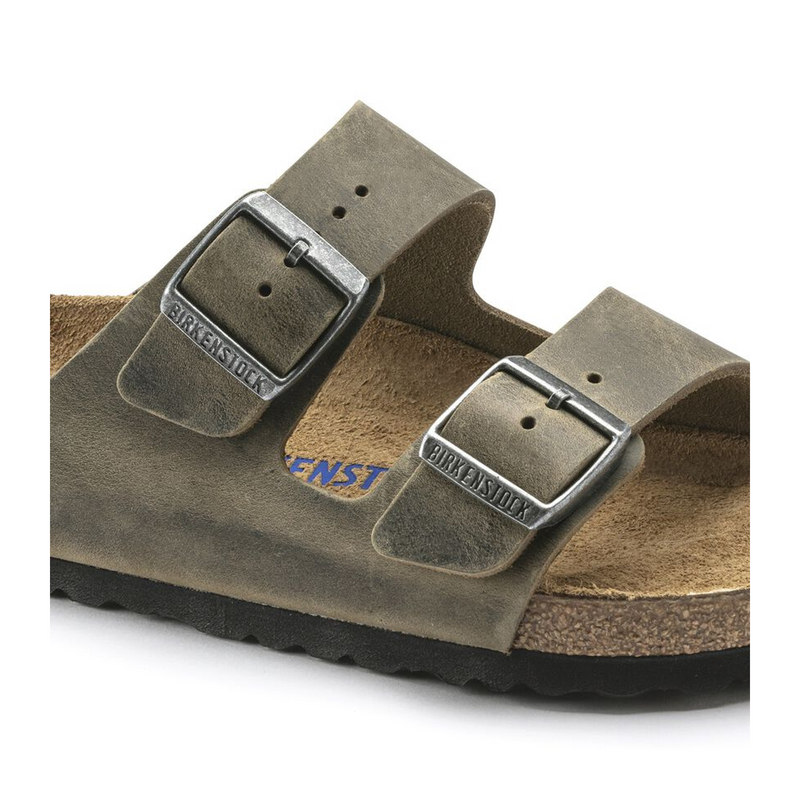 Birkenstock Arizona Soft Footbed Slide Sandal (Unisex) - Faded Khaki Oiled Leather Sandal - Slide - The Heel Shoe Fitters