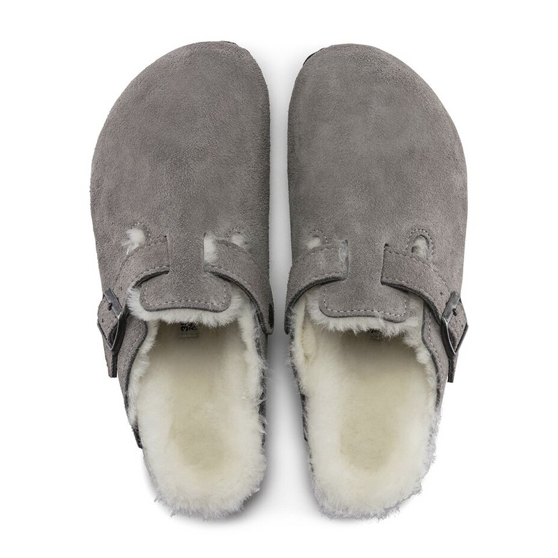 Birkenstock Boston Suede/Shearling Clog (Women) Dress-Casual - Clogs & Mules - The Heel Shoe Fitters