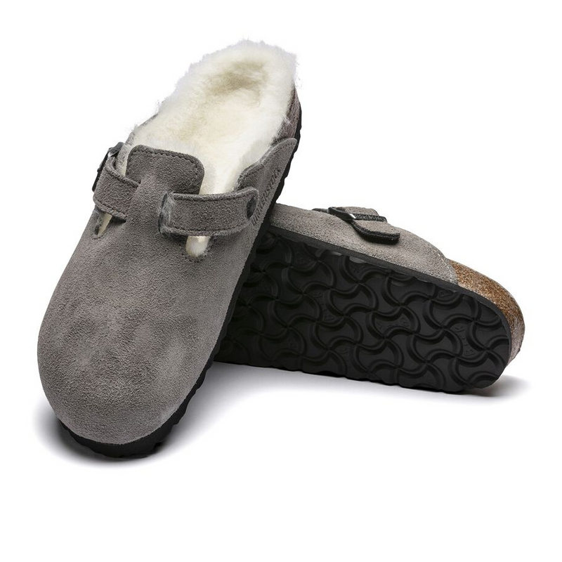 Birkenstock Boston Suede/Shearling Clog (Women) Dress-Casual - Clogs & Mules - The Heel Shoe Fitters