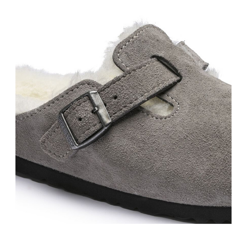 Birkenstock Boston Suede/Shearling Clog (Women) Dress-Casual - Clogs & Mules - The Heel Shoe Fitters