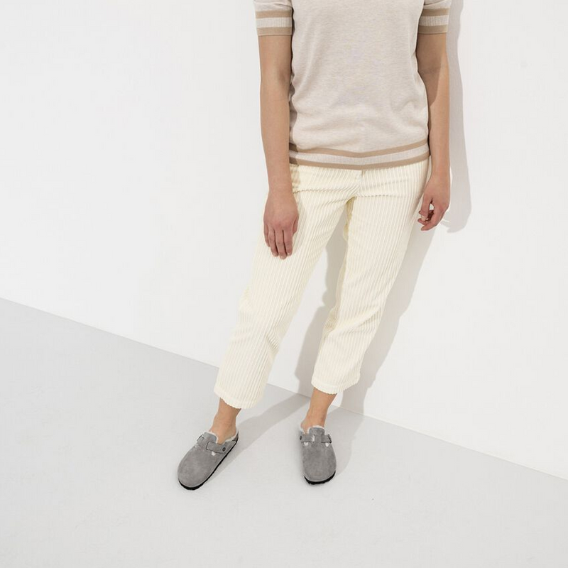 Birkenstock Boston Suede/Shearling Clog (Women) Dress-Casual - Clogs & Mules - The Heel Shoe Fitters