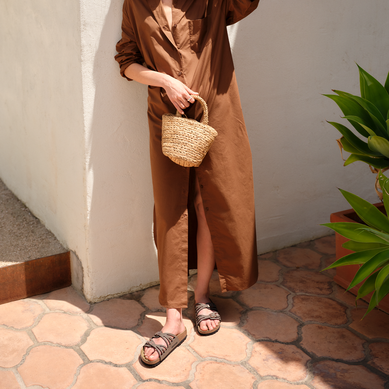 Birkenstock Granada Narrow Slide Sandal (Women) - Mocha Birkibuc Sandal - Slide - The Heel Shoe Fitters