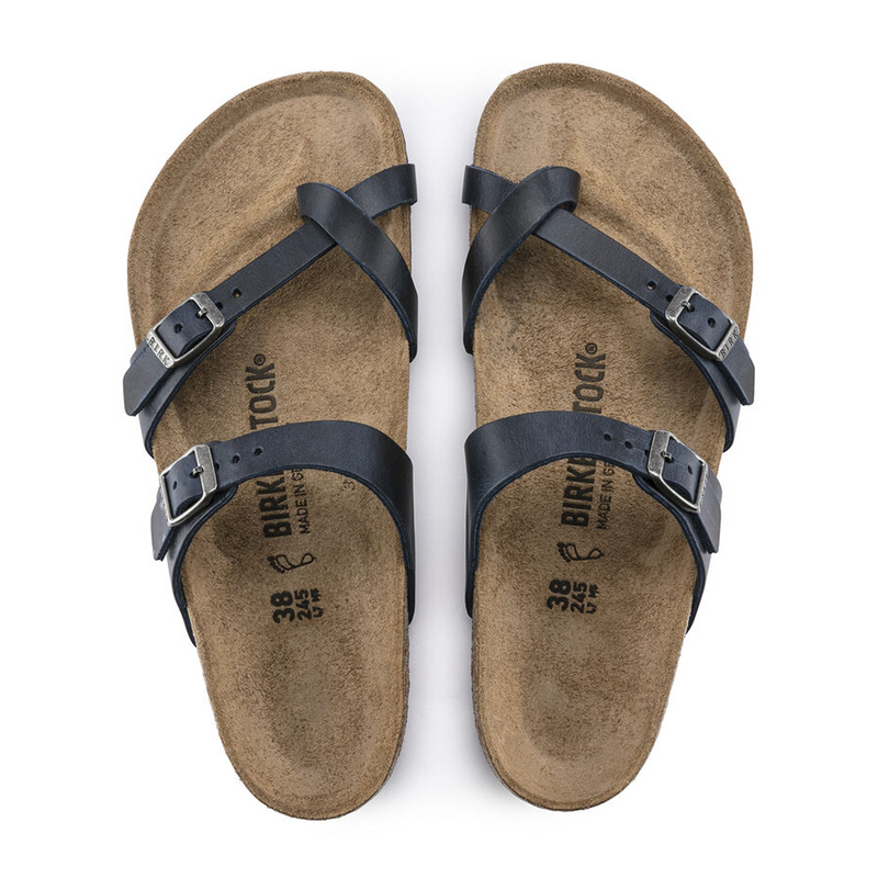 Birkenstock Mayari Sandal (Women) - Blue Oiled Leather Sandal - Slide - The Heel Shoe Fitters