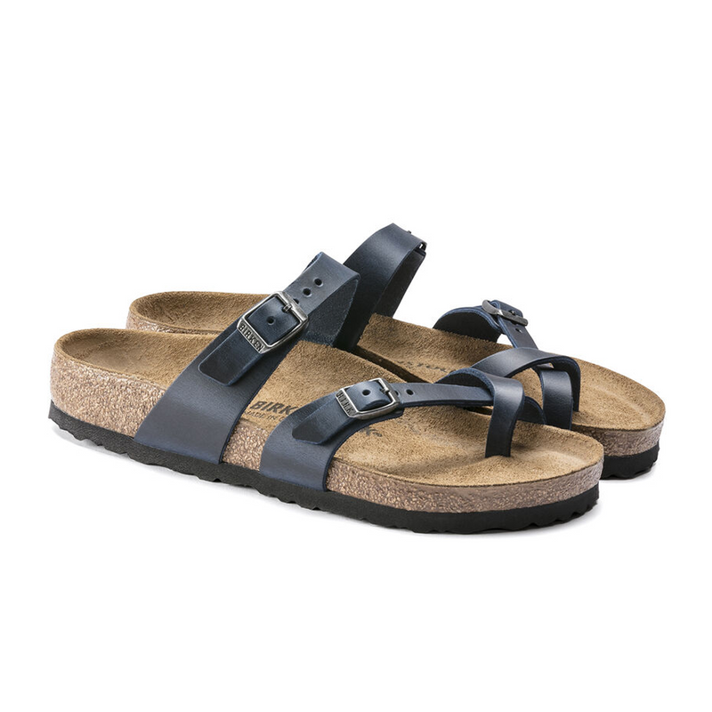 Birkenstock Mayari Sandal (Women) - Blue Oiled Leather Sandal - Slide - The Heel Shoe Fitters