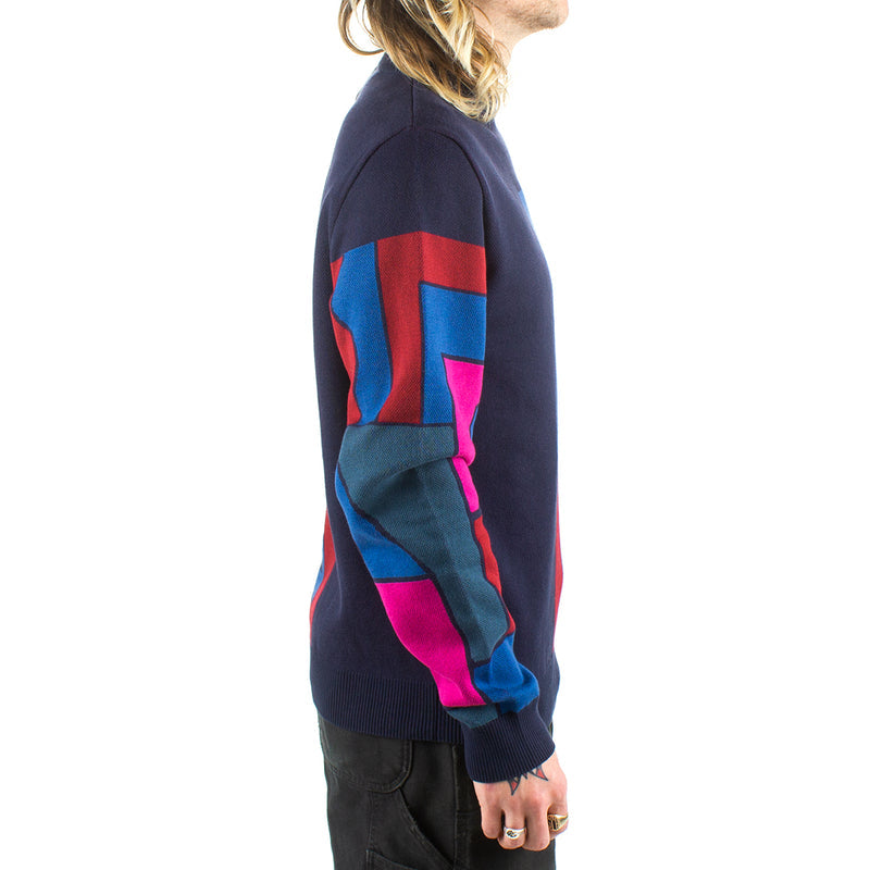 by Parra Blocked Landscape Knitted Pullover  Navy