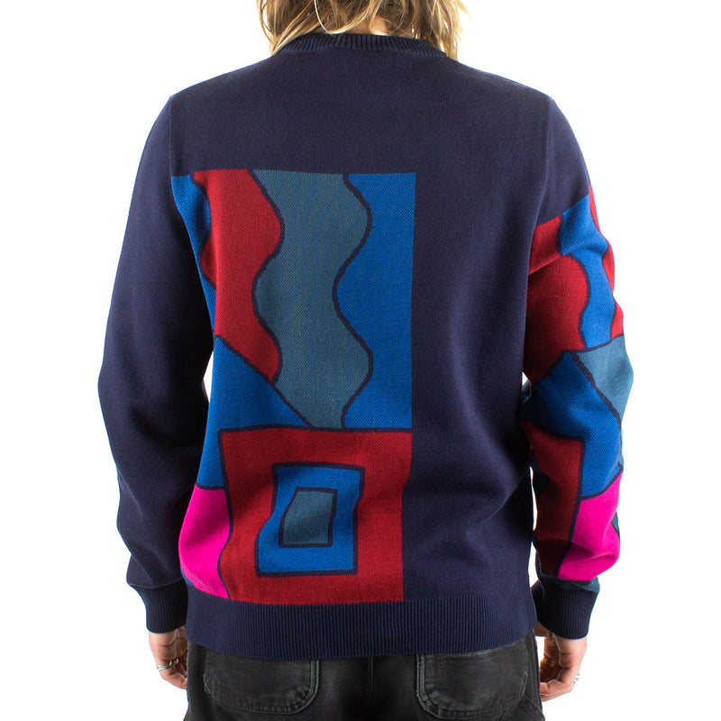 by Parra Blocked Landscape Knitted Pullover  Navy
