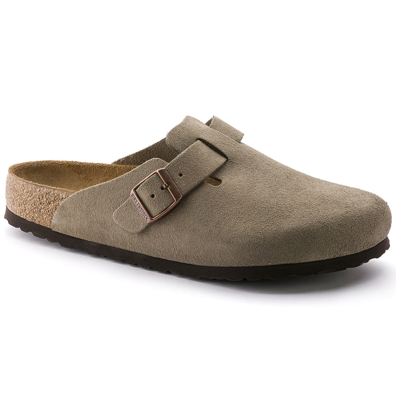 Unisex Birkenstock Boston Soft Footbed Regular in Taupe. Sku: 560771