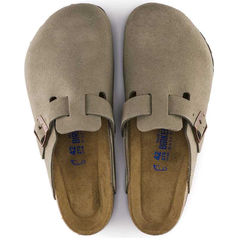 Unisex Birkenstock Boston Soft Footbed Regular in Taupe. Sku: 560771