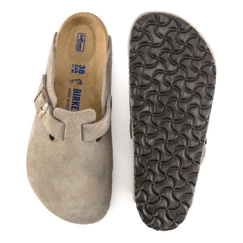 Unisex Birkenstock Boston Soft Footbed Regular in Taupe. Sku: 560771
