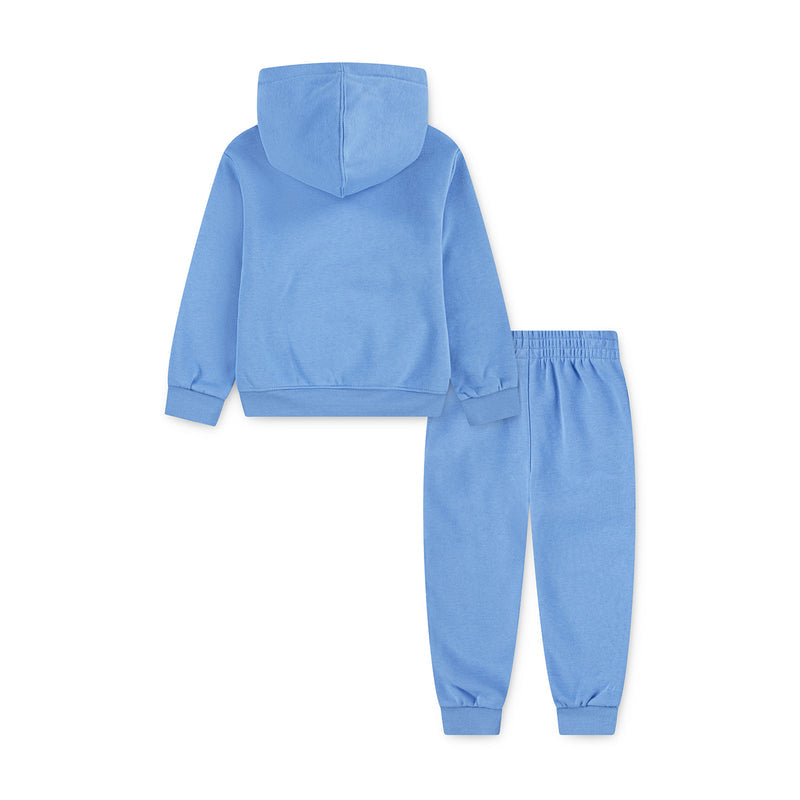 Toddler fleece pullover and jogger set, university blue, with Jordan logo on hip