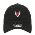 Black adjustable baseball cap with red-and-white Bulls logo on the front