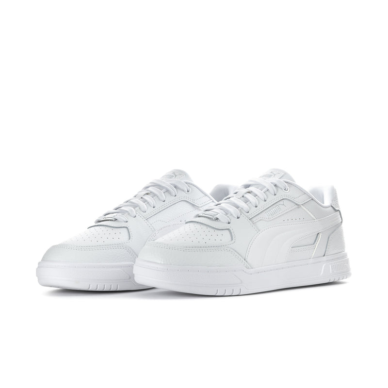 Puma Caven III men's white low-top sneakers, front side-by-side view with laces.
