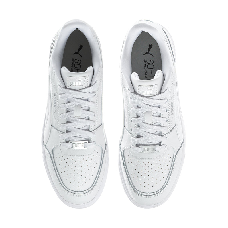 Puma Caven III men's white sneakers, top view with lace-up and perforated toe.