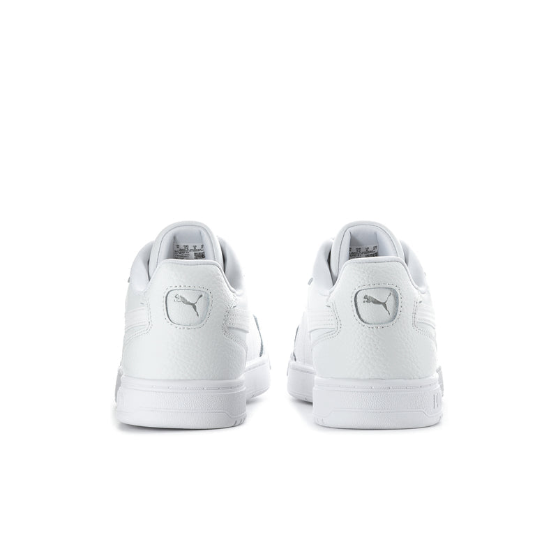 Puma Caven III men's white sneakers, rear view with heel tab and branding.